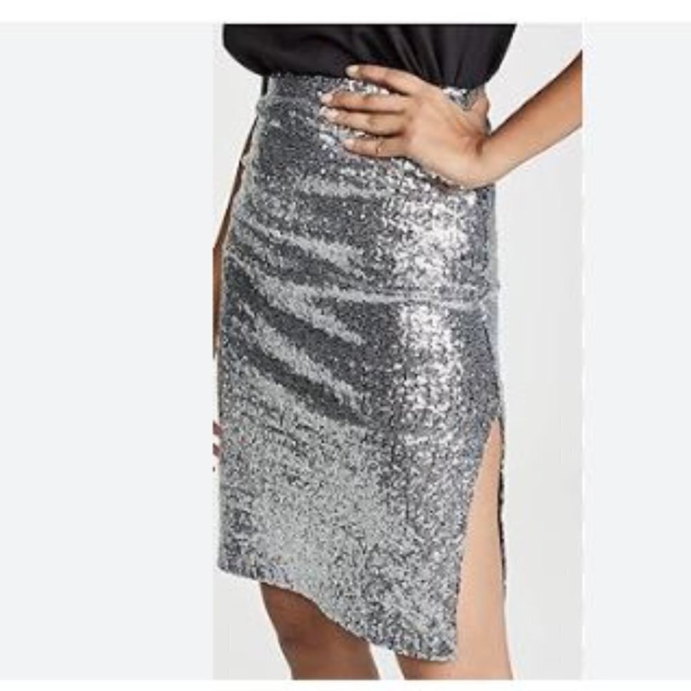 BB Dakota Women's All Night Sequin Skirt with Side Slit - Size Medium